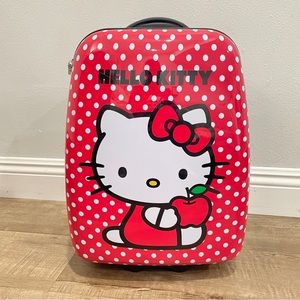 NEW Hello Kitty Red Hardshell 16.5" Rolling Suitcase Bioworld Sanrio Carryon